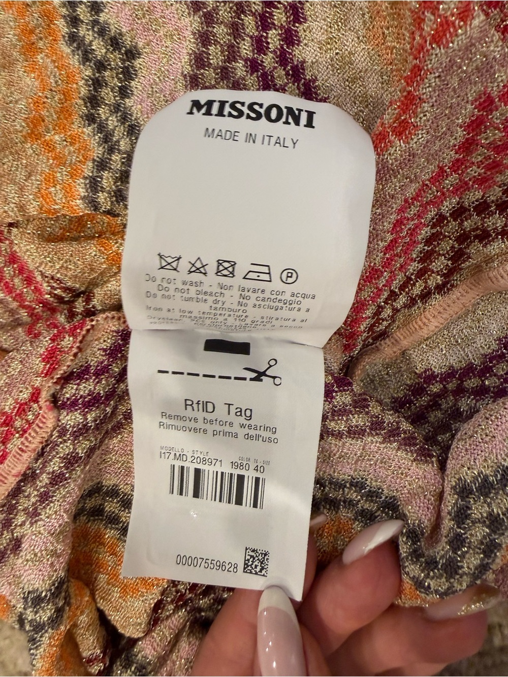 MISSONI Metallic Zigzag Knit Jumpsuit Palazzo Wide Leg Kimono Sleeves IT 40 New - Picture 15 of 15